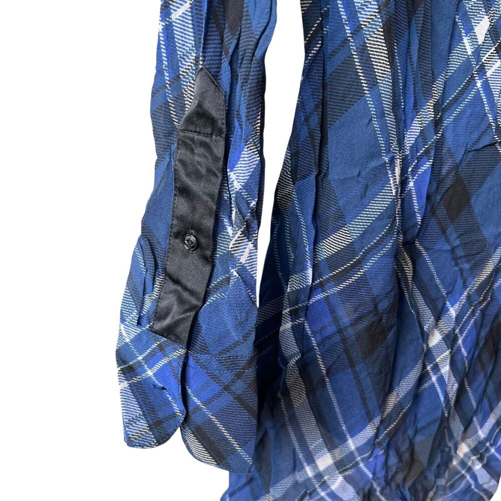 Rag & Bone Silk Plaid Button Up Long Sleeve Top Blouse Womens Size S Blue Sheer - Picture 6 of 11